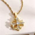 Vintage 18K gold plated cross zircon pendant necklace with twisted chain for women